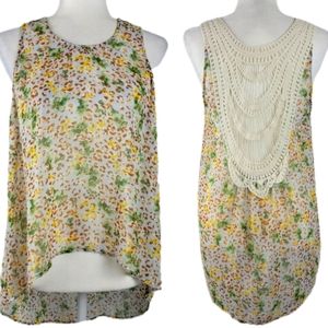 Chloe K boho print high low tank top Large